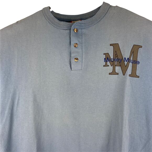 Vintage Mickey Mouse Disney Designs Men's Large/XL Henley Short Sleeve T-Shirt - Picture 3 of 7